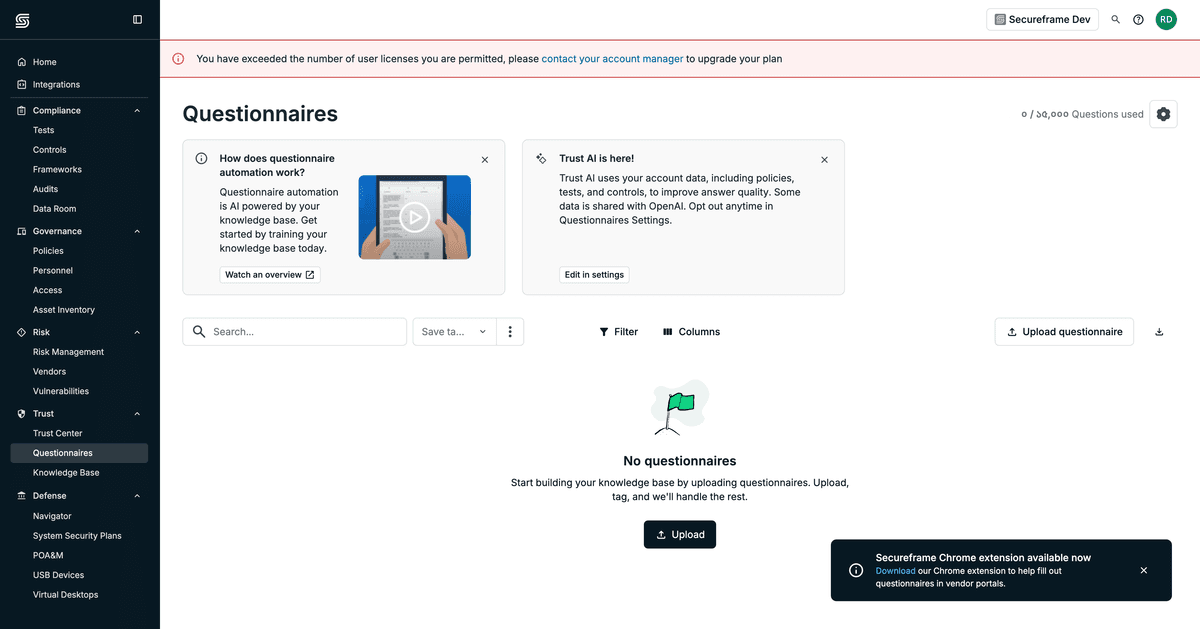 Secureframe Dashboard screenshot 3
